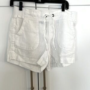 Athleta white linen shorts